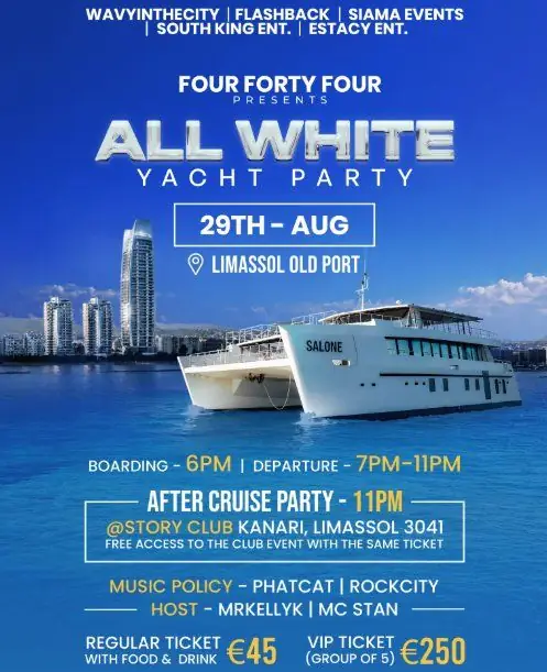 All White Yacht Party: Luxury Cruise & After Party in Limassol