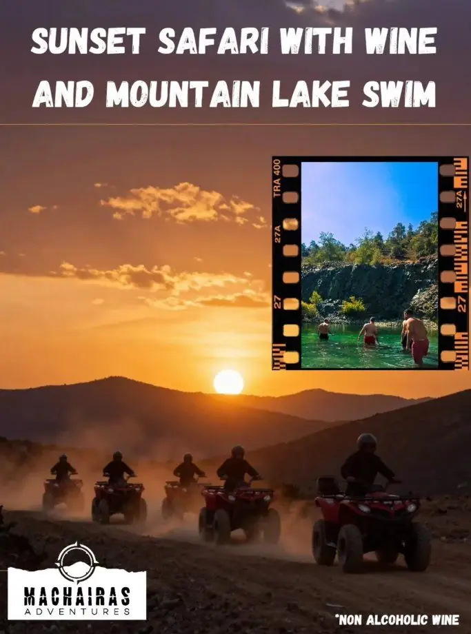 Sunset Safari with Wine & Mountain Lake Swim at Machairas