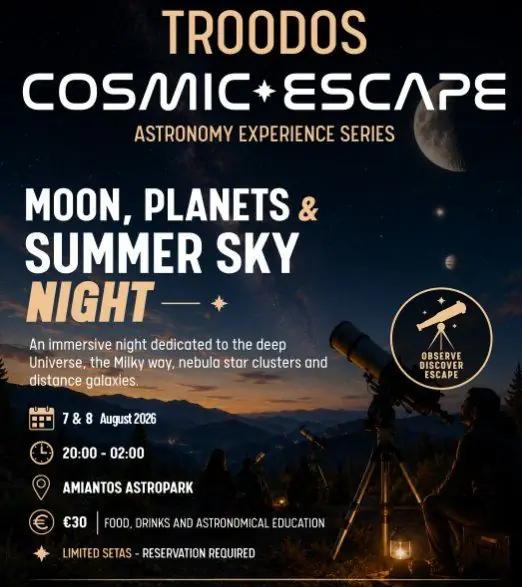 Troodos Cosmic Escape: Moon, Planets & Summer Sky Night in Limassol